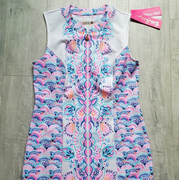 NWT Lilly Pulitzer UPF 50 Luxletic Courtney Shift Dress Resort White Chic - Picture 2 of 7